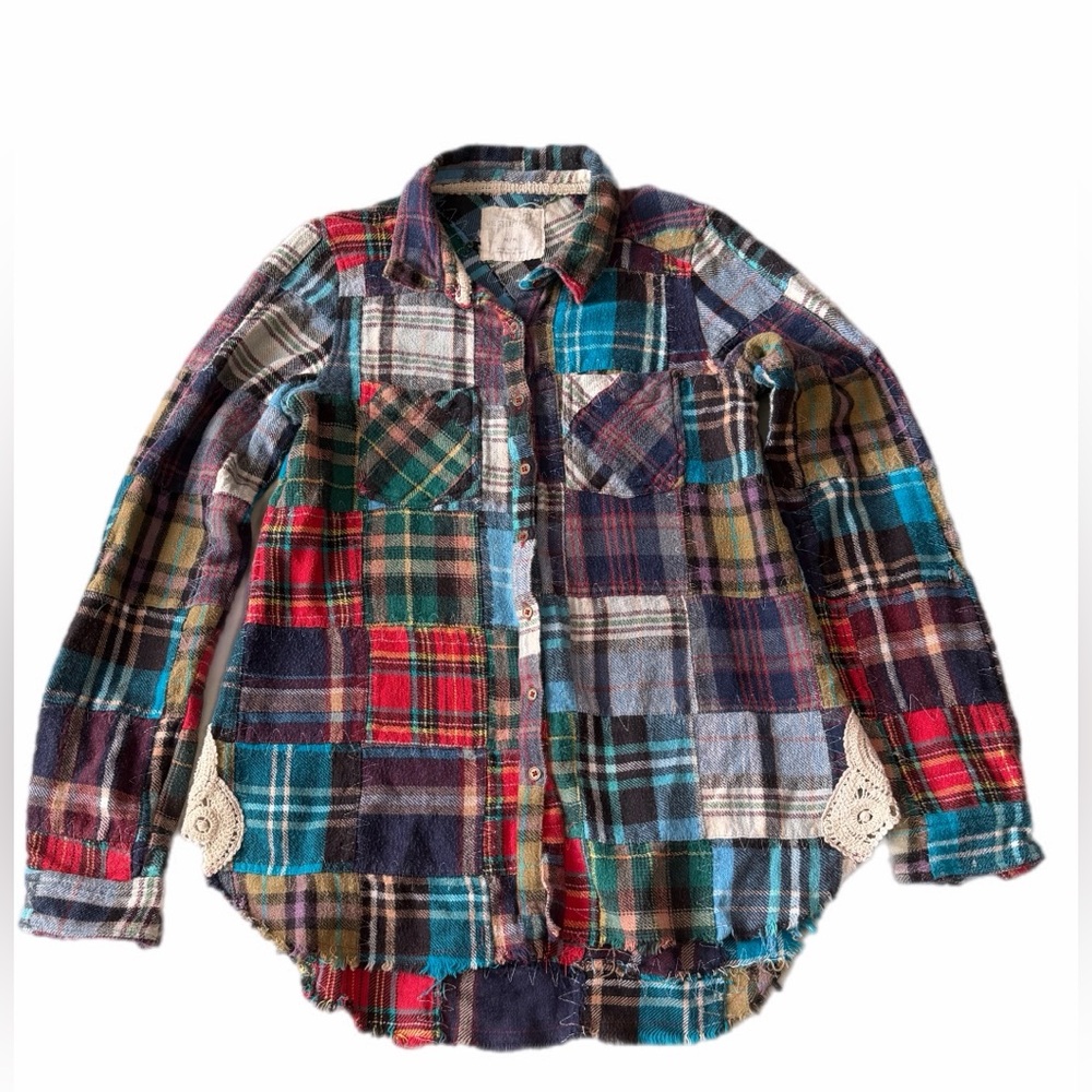 We The Free Lost In Plaid Patchwork Medium Great used condition button up top - Picture 4 of 14